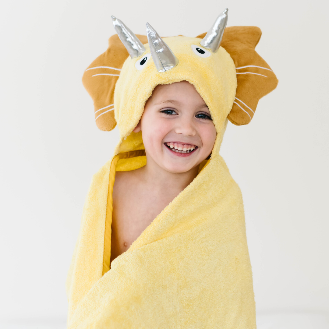 Bamboo Yellow Dinosaur Hooded Towel for Toddlers and Baby