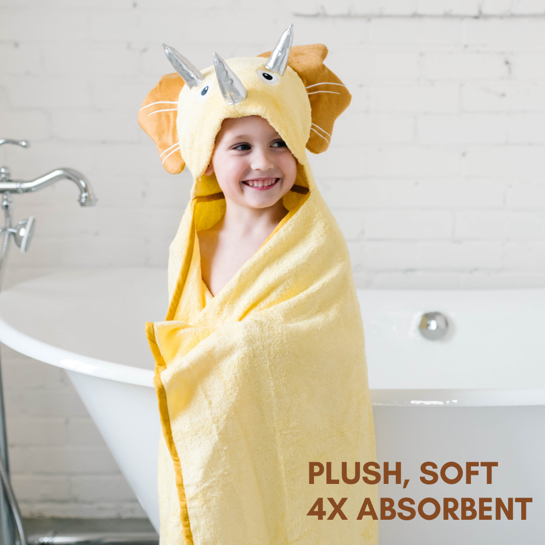 Bamboo Yellow Dinosaur Hooded Towel for Toddlers and Baby