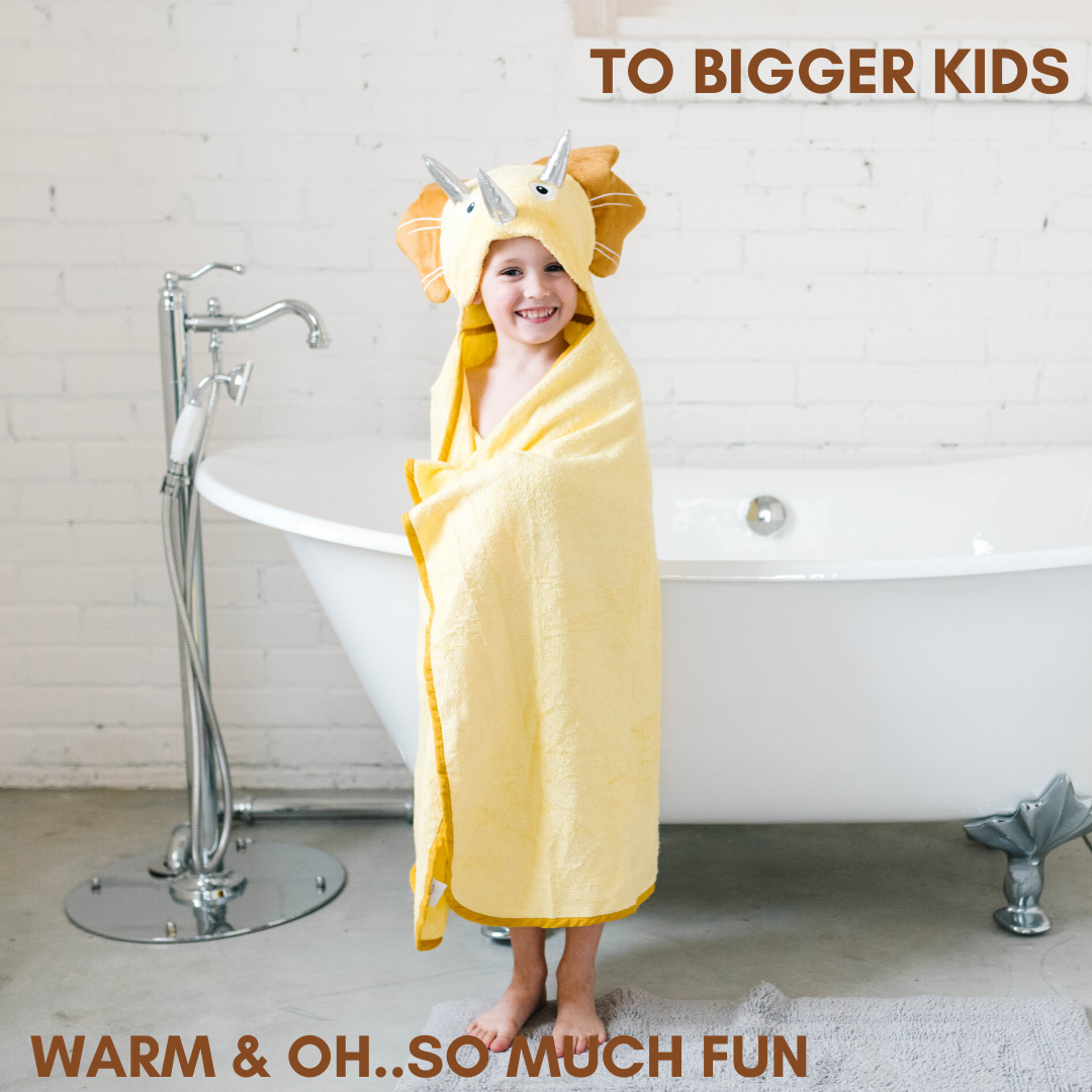 Bamboo Yellow Dinosaur Hooded Towel for Toddlers and Baby