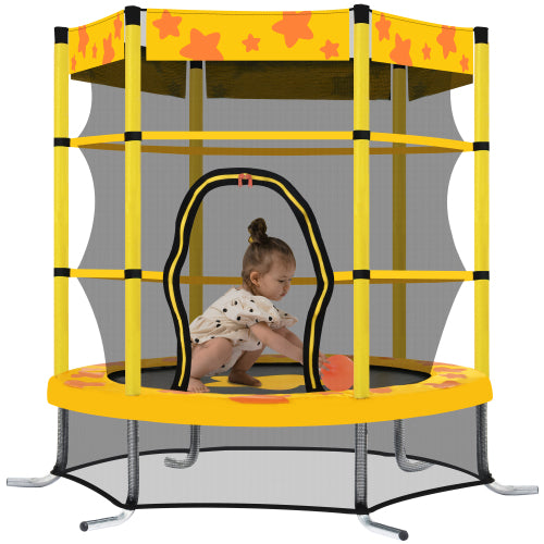 55 Inch Toddler Kids Trampoline with Safety Enclosure Net & Sprinkler