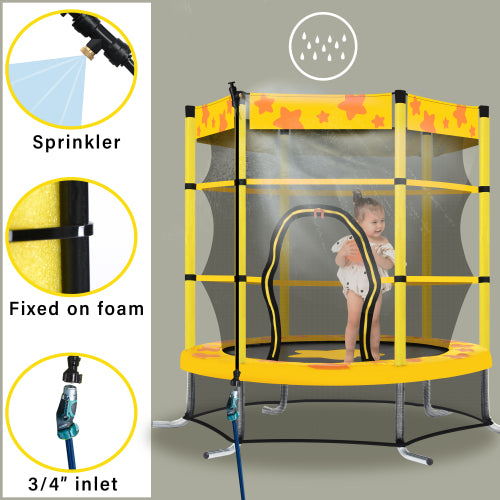 55 Inch Toddler Kids Trampoline with Safety Enclosure Net & Sprinkler