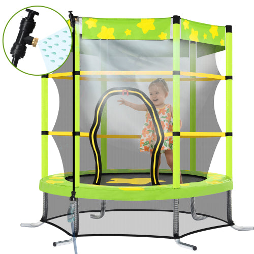 55 Inch Toddler Kids Trampoline with Safety Enclosure Net & Sprinkler