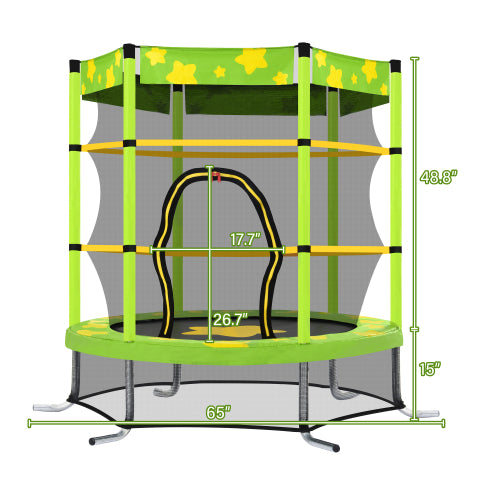 55 Inch Toddler Kids Trampoline with Safety Enclosure Net & Sprinkler