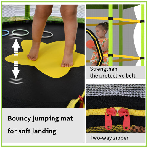 55 Inch Toddler Kids Trampoline with Safety Enclosure Net & Sprinkler