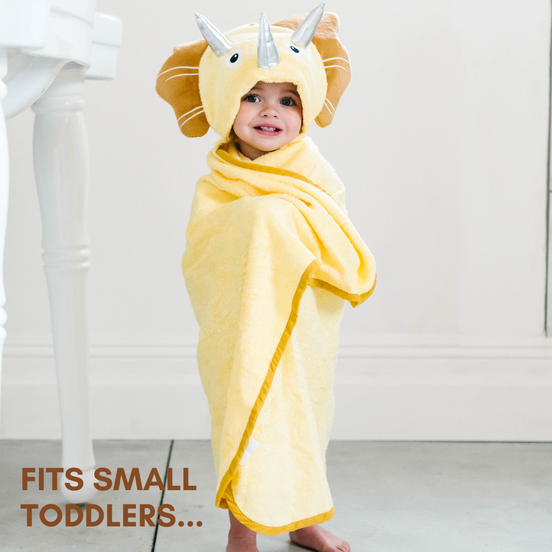 Bamboo Yellow Dinosaur Hooded Towel for Toddlers and Baby