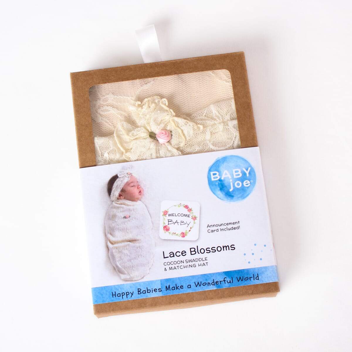 Lace Blossoms Adorable Swaddling Set with Headpiece by BABYjoe