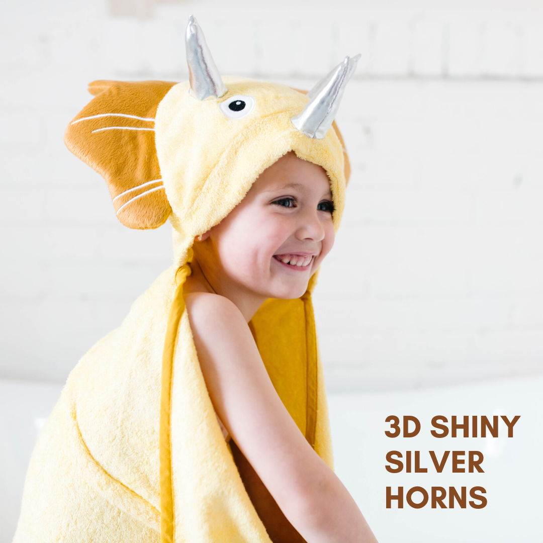 Bamboo Yellow Dinosaur Hooded Towel for Toddlers and Baby